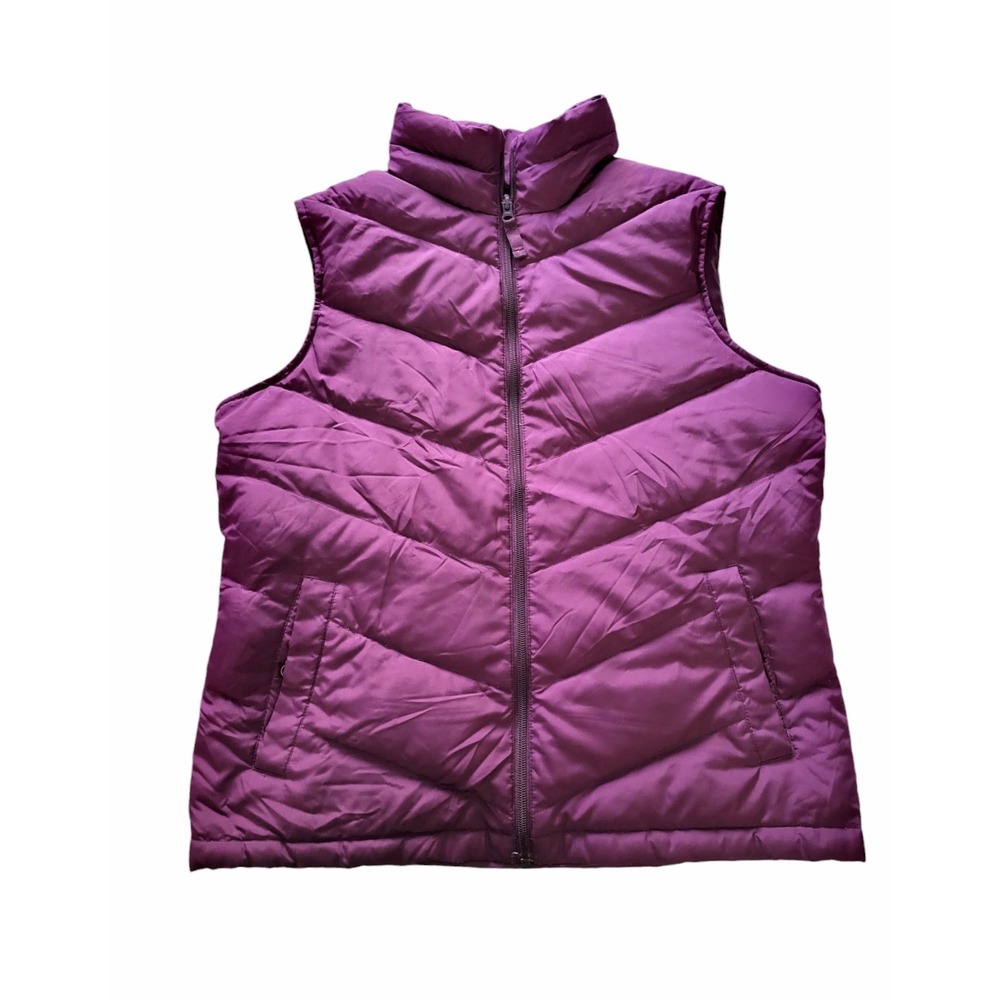 Lands’ End Womens Medium Full Zip Down Puffer Vest Purple‎ M 10 12 Warm Fall